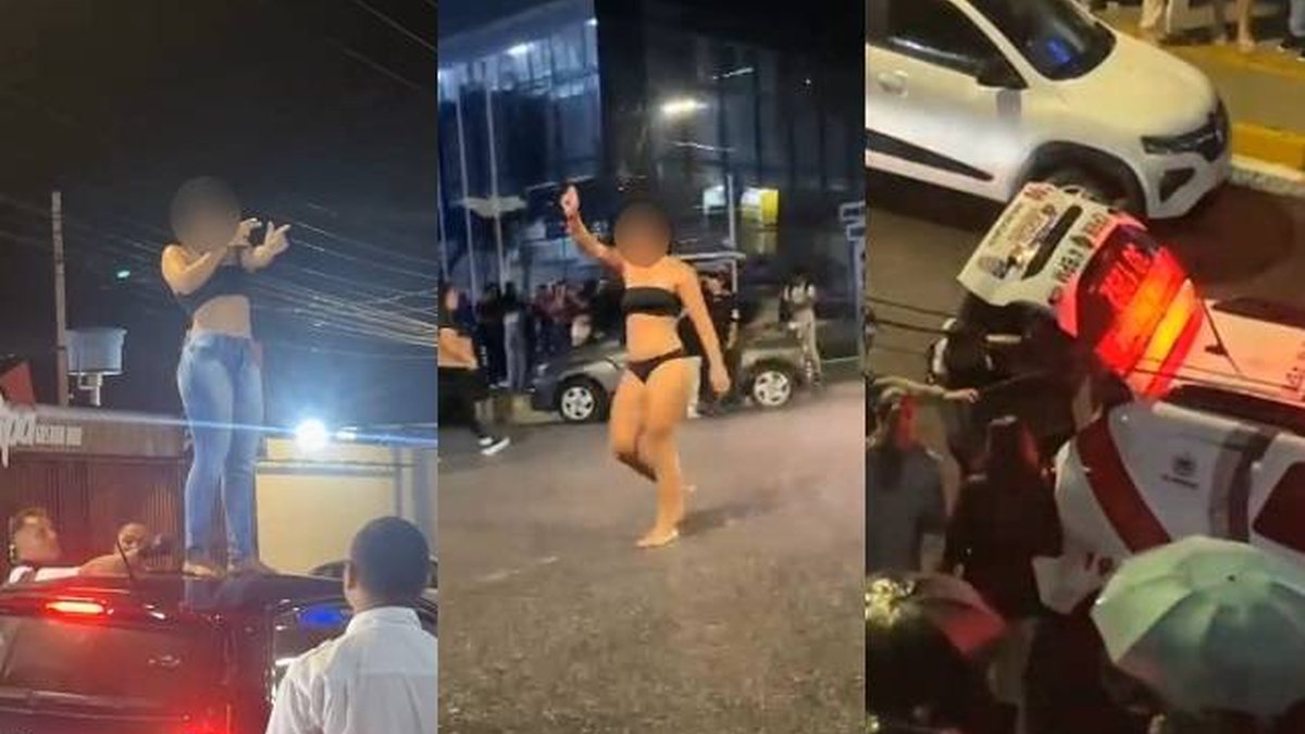 Vídeo: mulher causa tumulto em porta de faculdade e fica seminua; testemunhas falam em descontrole emocional