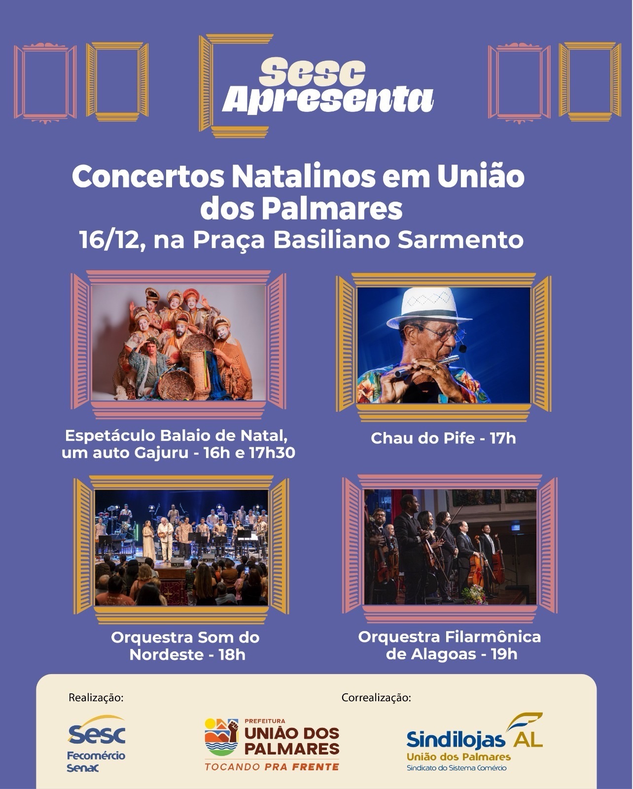 Nesta terça-feira, concerto natalino transforma a Praça Basiliano Sarmento em palco de grandes emoções em União dos Palmares